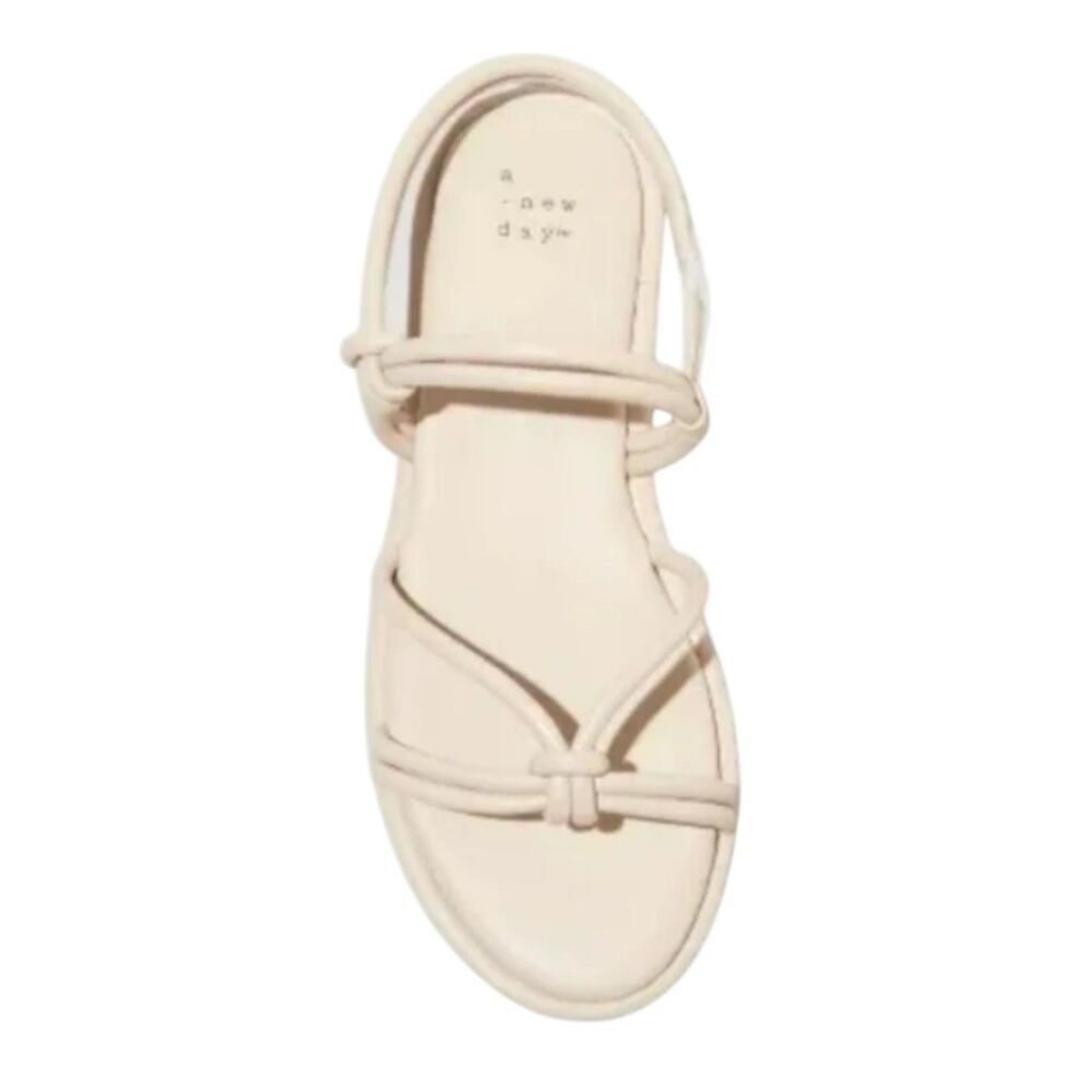 A New Day Cream Knotted Flat Sandals Size 6 Minimalist Summer Shoes